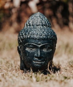 Black Buddha head garden statue 10cm