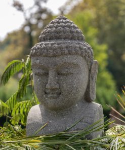 Statue Buddha-Büste aus natürlichem Vulkangestein 80cm XL